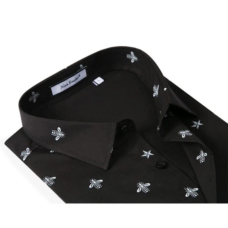 Cotton Men Shirt printed shirt Slim long-sleeved fashion button collar casual brand men clothing comfortable soft touch | Мужская одежда