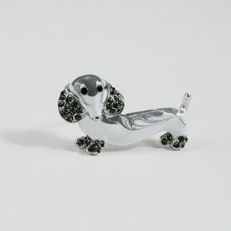ALenno Cute Enamel Rhinestone Dachshund Dog Brooch Decorative Pins Badges On The Clothes Scarf Bag Accessories Women Jewelry | Украшения и