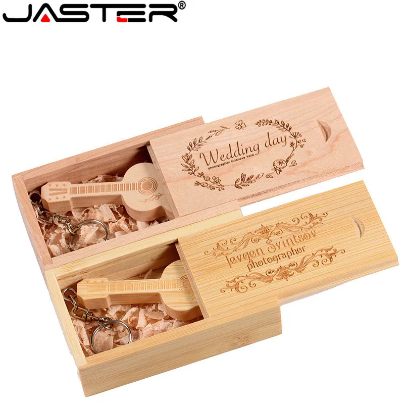 Jaster логотип на заказ деревянная гитара ручка привод Гитара s usb флеш-накопитель карта памяти Флешка 8 г 16 ГБ 32 ГБ Подарочный металлический брелок для ключей