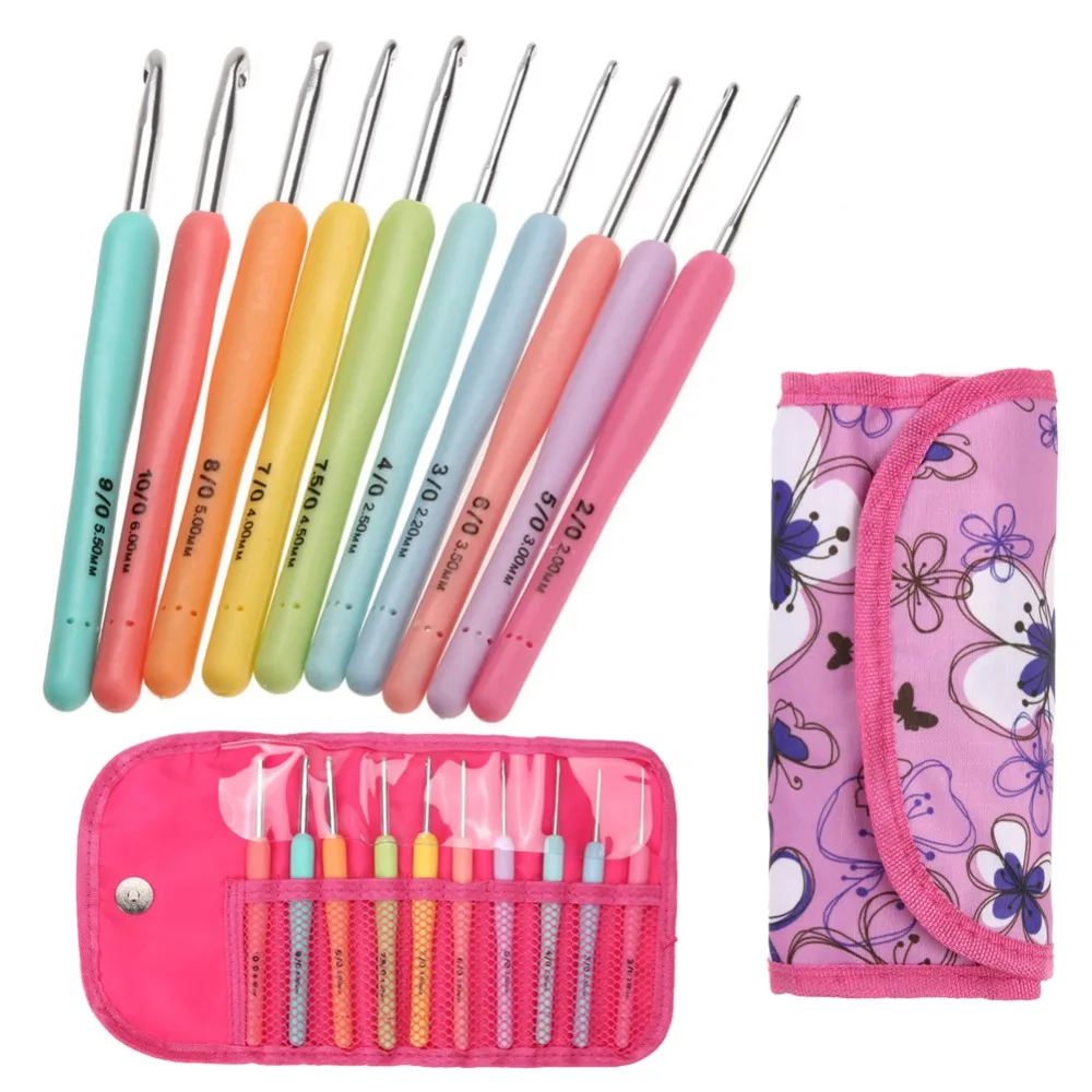 10 шт. Алюминиевые крючки для вязания крючком с розовая сумочка смешанные 2 0 мм 6