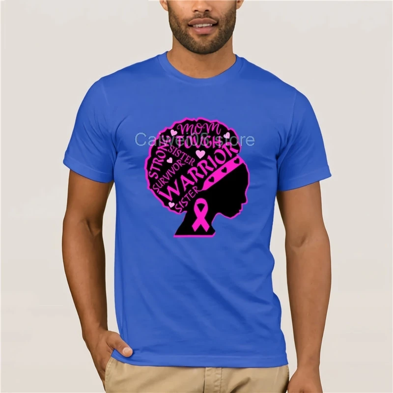 New fashion trend Breast Cancer Warrior T shirt Black Women African American-Colonhue Top Men's T-shirt | Мужская одежда