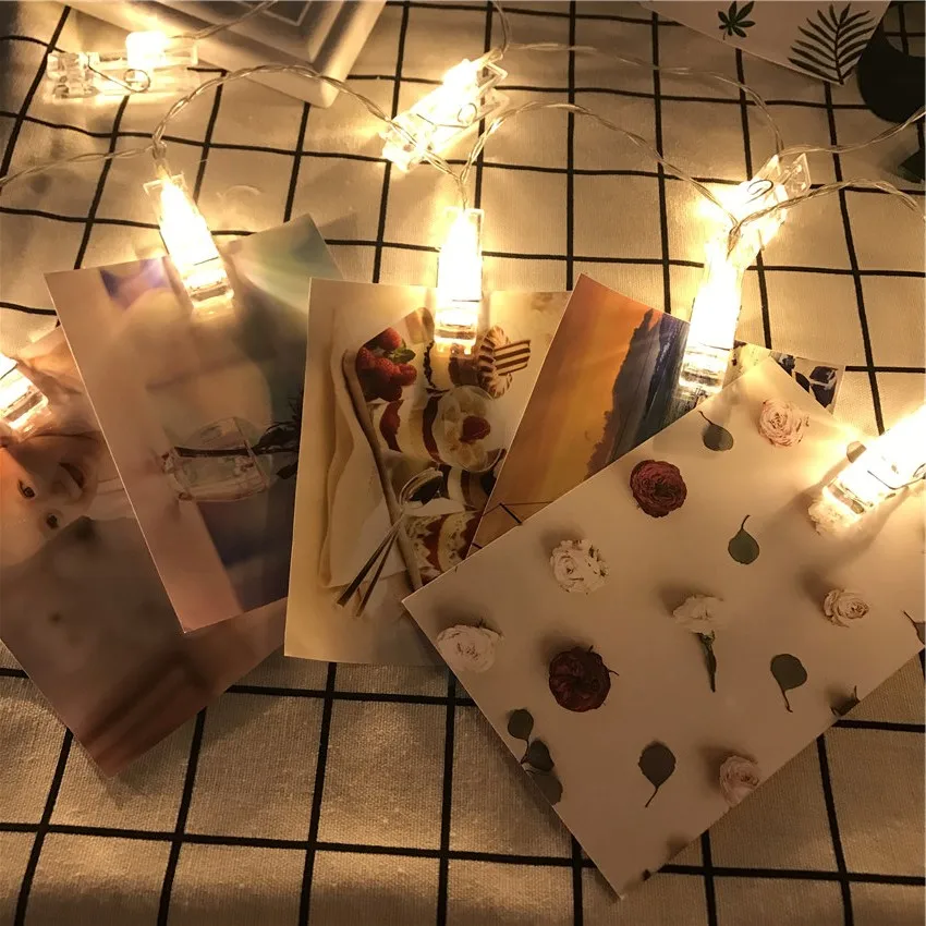 Многоцветные фото клип светодиодные огни свадебное украшение Рождественская