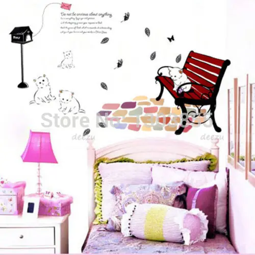 DIY лампа кошка и стул художественная Наклейка на стену Декор роспись виниловый