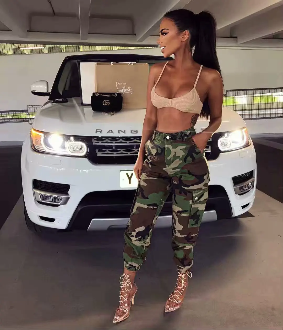 Модные черные женские брюки-карго для бегунов камуфляжные camo штаны свободные брюки уличная Спортивные штаны с высокой талией шаровары