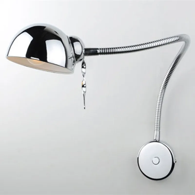 Хромированная Поворотная настенная лампа с выключателем прикроватный