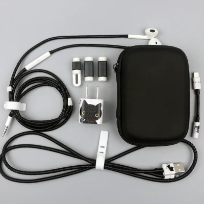 Обновленная версия USB защитный кабель Стикеры для намотки кабельный провод Органайзер тпу спиральный шнур протектор для iphone 7 plus 8 X