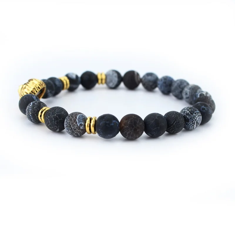 Мужской браслет с головой тигра и Льва на запястье амулет натуральным камнем