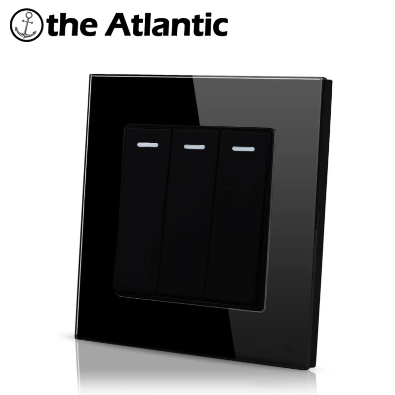 Atlantic16a 3 Gang 2 Way отеля Роскошный Кристалл закаленное Стекло 4 Цвета Универсальный