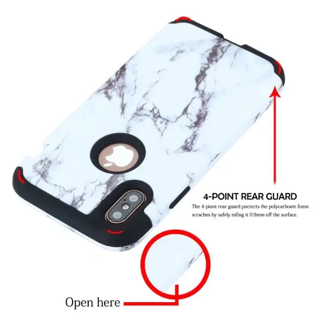 Marbling Shockproof Tough Hybrid Armor Drop Protection Case Cover For iPhone X |
