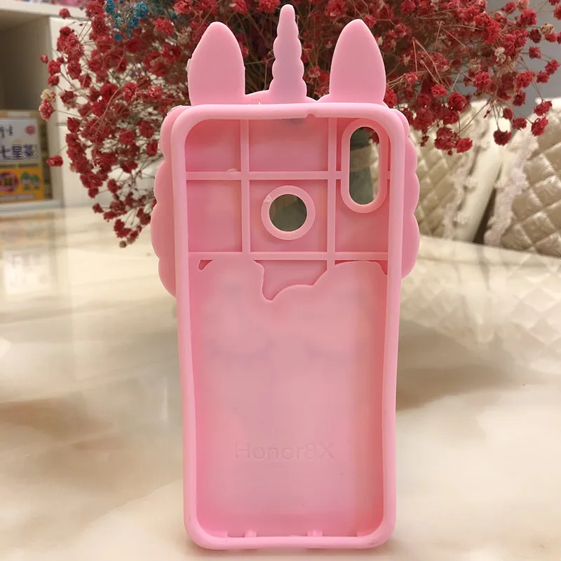 3D единорог ресницы лошадь зыбучий песок резиновый чехол для huawei Honor 8X Силиконовый Мультфильм задняя крышка для Honor 8X