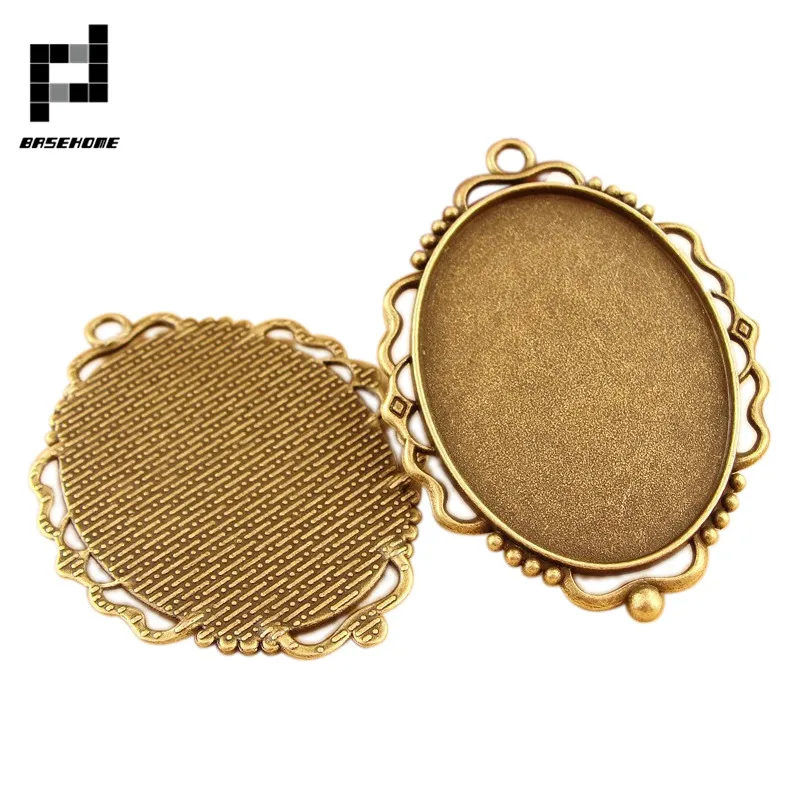 BASEHOME 5 шт./лот античный бронзовый винтажный Овальный кулон настройки кабошон