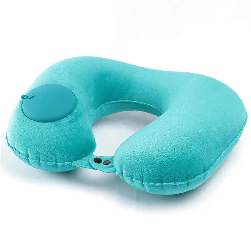 Plush fabrics U-образная Автоматическая надувная подушка для путешествий подушка для шеи Подушка для путешествий подушка для шеи дорожный Подголовник Складной XNC - Цвет: Plush fabrics