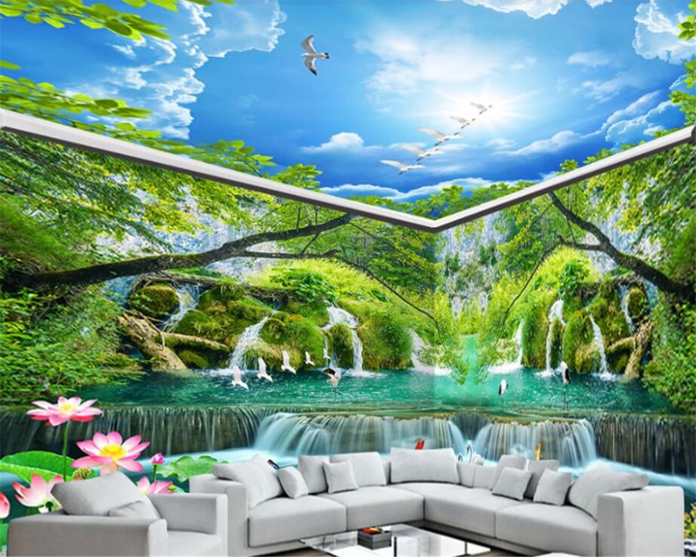 

Beibehang креативный модный стерео утолщенный обои Красивый водопад полный дом тематические обои для гостиной