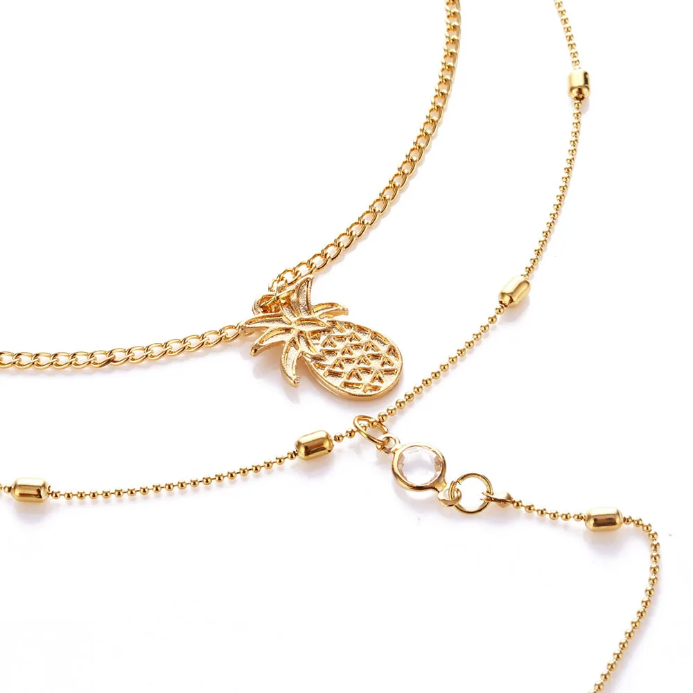 Модные Классические хрустальные ожерелья FAMSHIN Золотое подвеска в виде ананаса