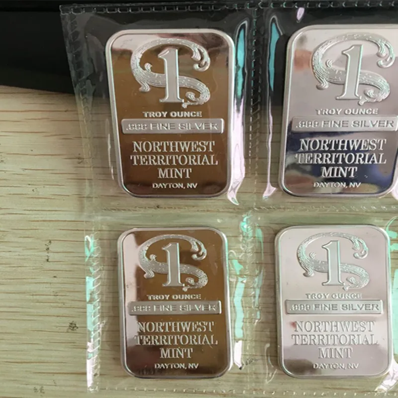 5 шт. Немагнитный Norhwest terteroral слиток золота 1 унций посеребренный значок слитка 50 мм x 28 мм вакуумная упаковка 5 шт. в ряд баров