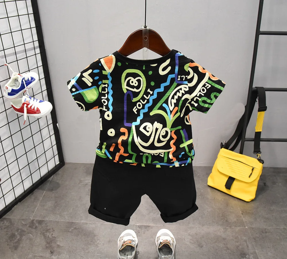 Toddler Kids Baby Boys Short Sleeve Cotton T-shirt Tops + shorts Pant Legging Outfit Clothing Set 2-7years |