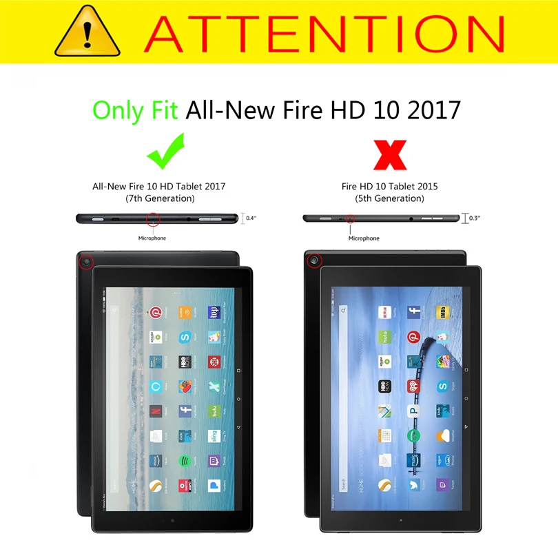 Ультратонкий чехол для Amazon Kindle Fire HD 10 2017 Новый 1 &quotпланшет из искусственной кожи