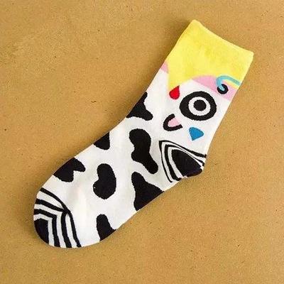 Milk cow Весна осень и зима новые милые трехмерные женские носки с мультяшным монстром женские хлопковые короткие носки с животными - Цвет: Milk cow