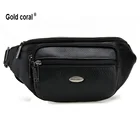 Поясная Сумка из натуральной кожи, золотистаяКоралловая мужская сумка-мессенджер из воловьей кожи, мужские поясные сумки, кошельки, кошелек, Мужская поясная сумка