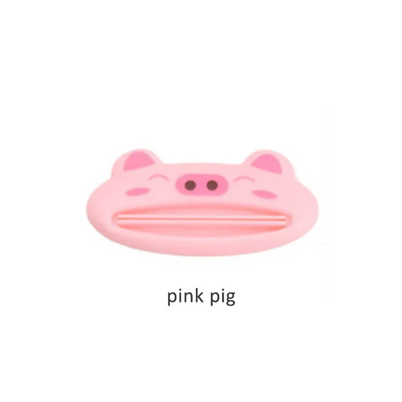 pink pig 2 шт. мультфильм зубная паста дозатор крема соковыжималка милый животный аппарат для установки заклепок паста аксессуары для ванной комнаты выдавливатель для зубной пасты зажим - Цвет: pink pig