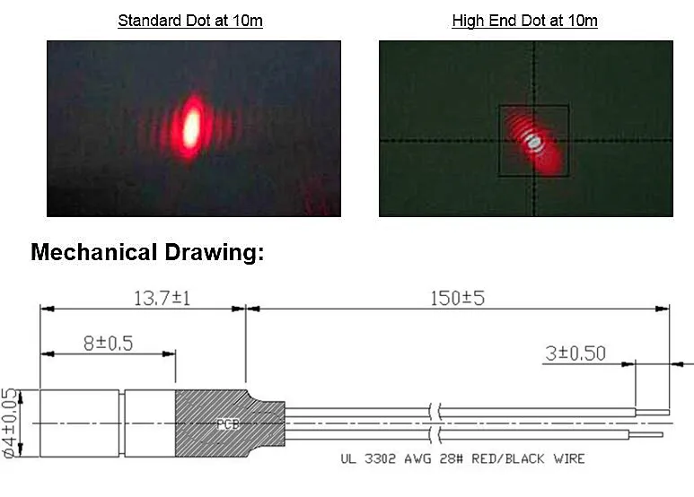 Лазерный модуль с красной точкой промышленного класса APC Driver 4 мм 635 нм 650 1 мВт 5