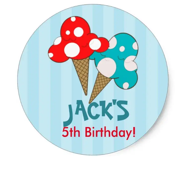 

1.5inch Ice Cream Social Blue Birthday Party Stickers