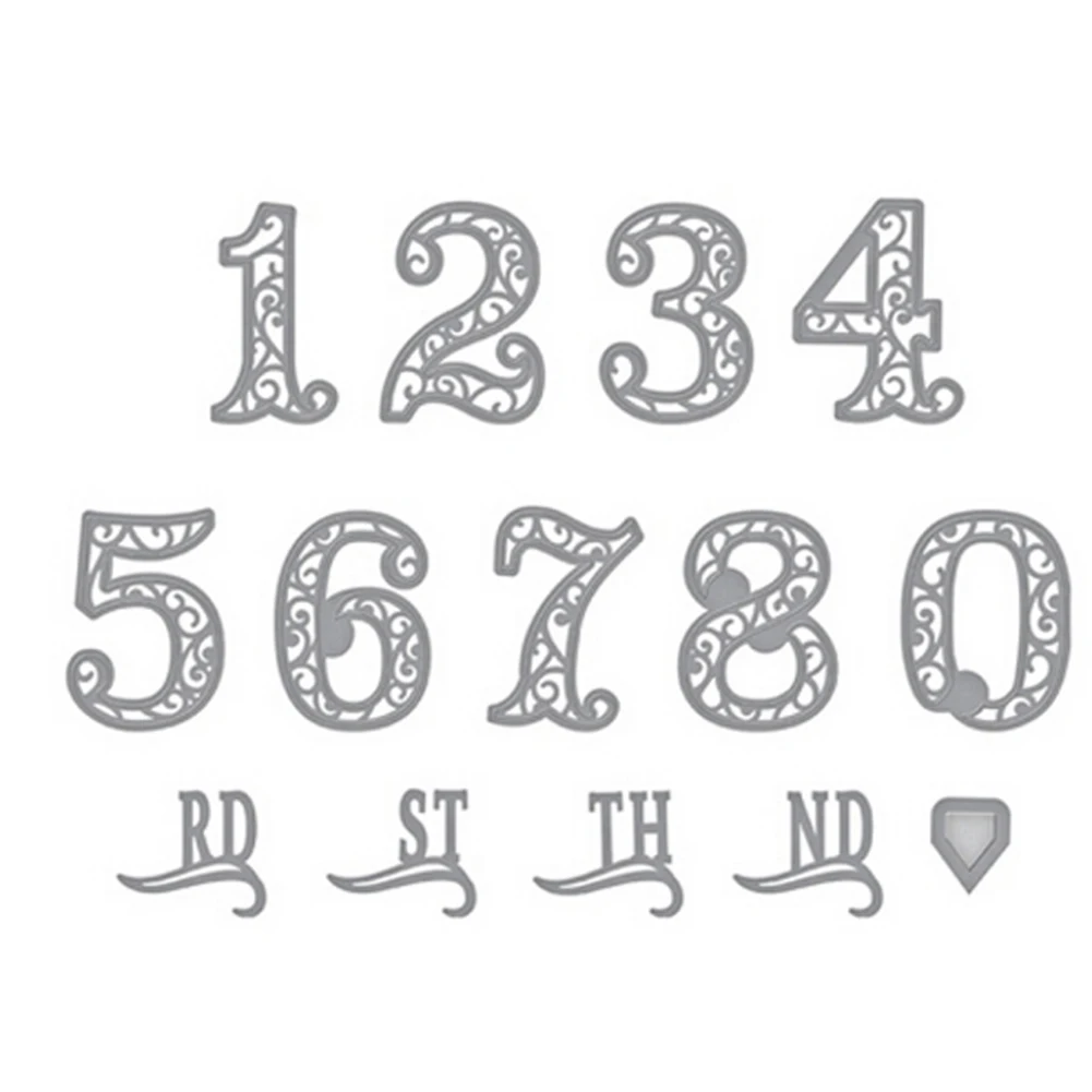Кружевные цифры дизайн металлической прорезной трафарет для окраски