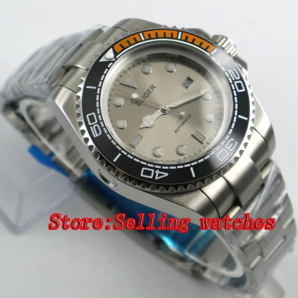 Мужские механические часы с серым циферблатом 44 мм|wristwatch mens|wristwatch mens automaticwristwatches