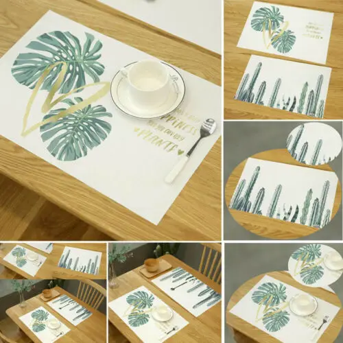 Зеленый термостойкий Коврик с изображением кактуса льняной нескользящий