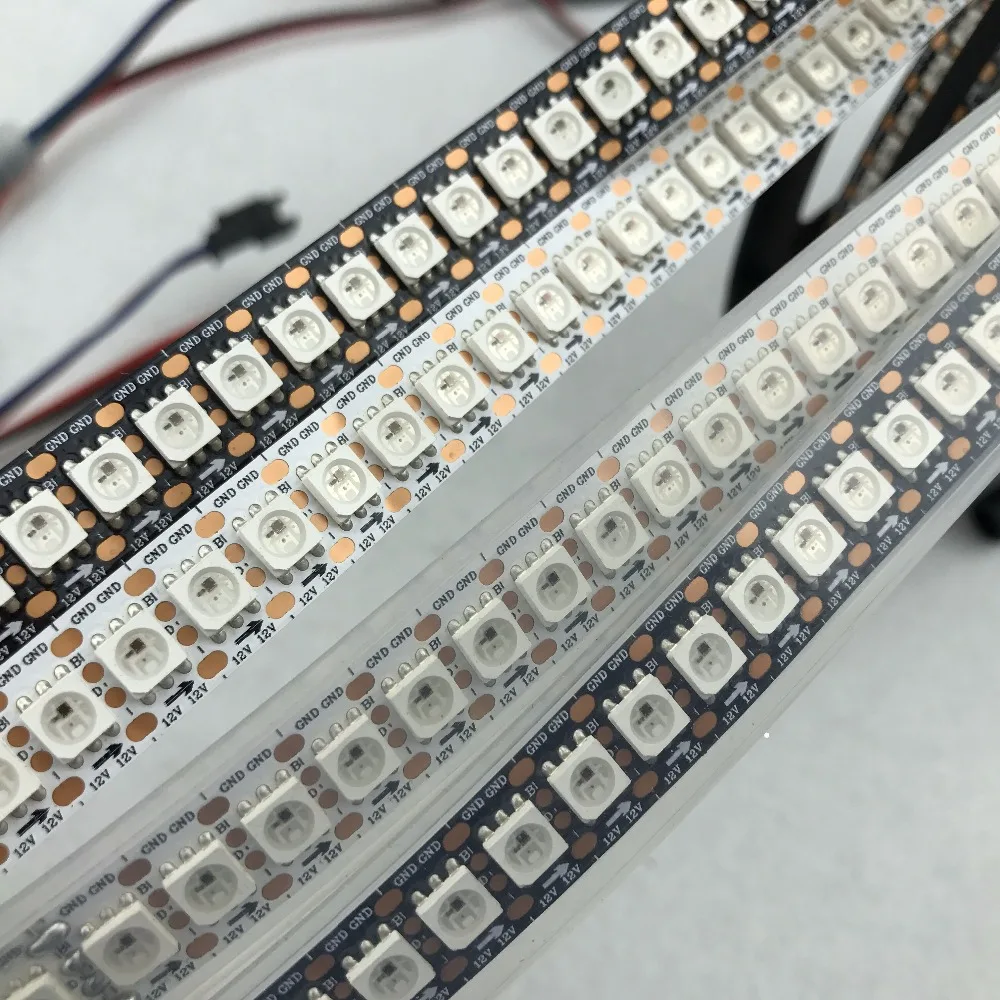 

WS2815 DC12V адресная полноцветная светодиодная лента RGB 5050; 5 м/катушка; 144 светодиодный s/m; Белая/черная печатная плата; IP33/IP66