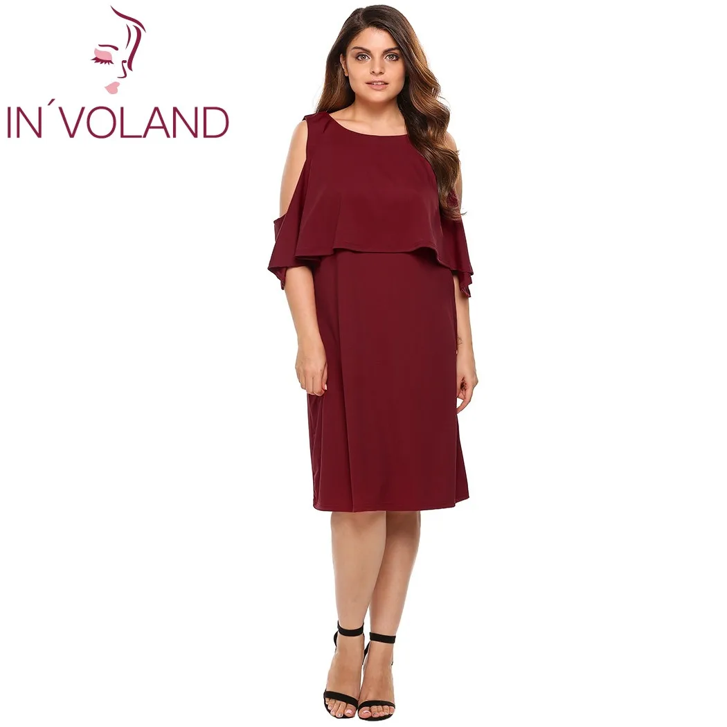 IN'VOLAND женское летнее платье повседневное с открытыми плечами оборками