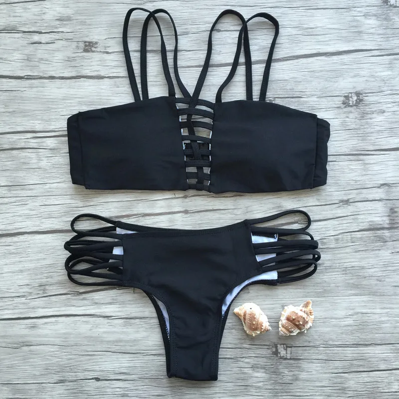 Бикини купальник 2018 два предмета Раздельные Костюмы полые купальники