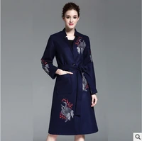 plus 3xl winter 2021 spring wool coat womens trench coats embroidered blends medium long woolen outerwear overcoat jackets