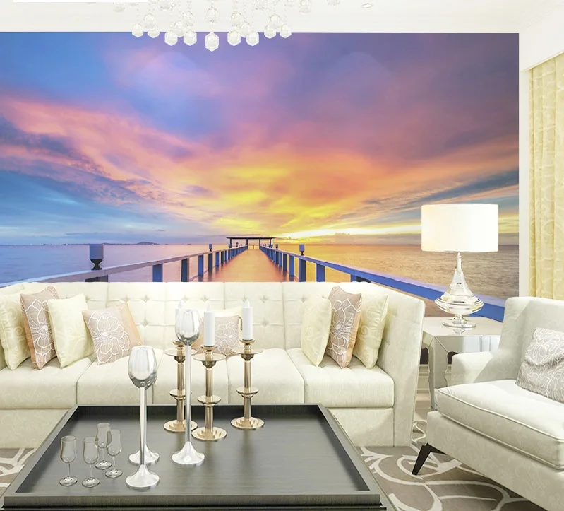 

Pier Sunset Poster Print Canvas Oil Painting Picture Wall Poster Modern Wall Picture Canvas Painting Home Decor