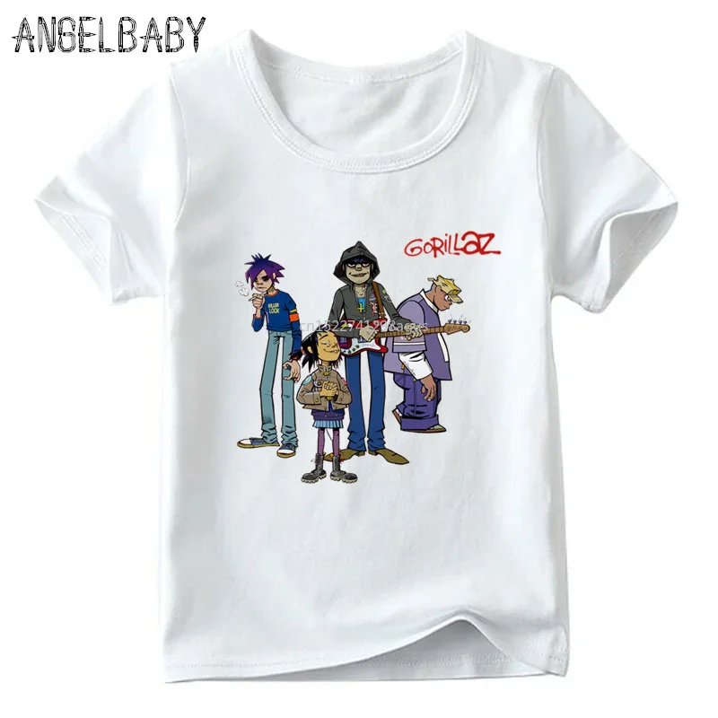 Футболка для мальчиков и девочек с принтом Gorillaz Rock Band ChakaKhan детские летние топы