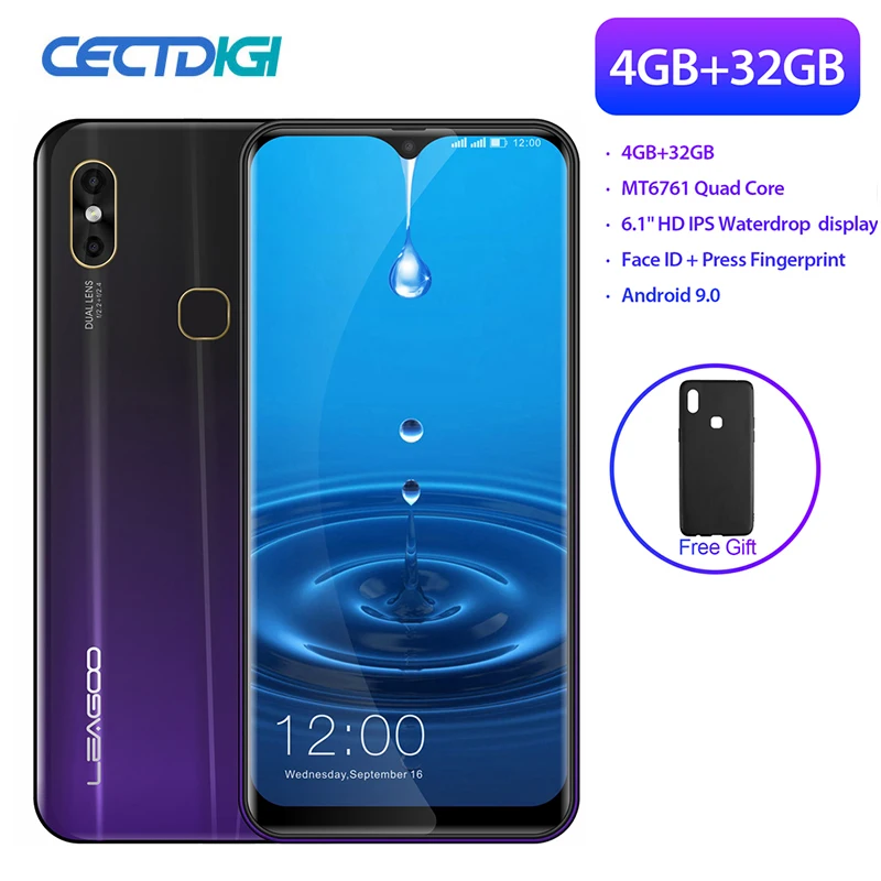 Супер большой экран смартфона Leagoo M13 4 Гб оперативной памяти, 32 Гб встроенной памяти, MT6761 Android 9,0 уход за кожей лица, не блокируется, Две сим-карты, FDD LTE 4G смарт-чехол для мобильного телефона