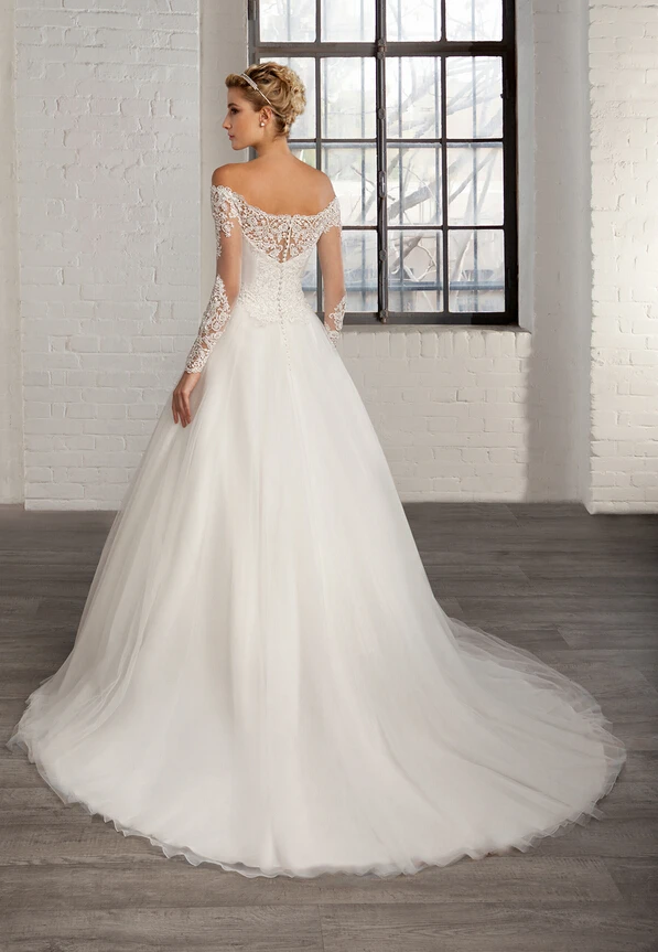 White/ivory bridal dress Long Sleeve V-Neck Lace Bodice A-line vestidos de novia see through abiti da sposa 2015 | Свадьбы и