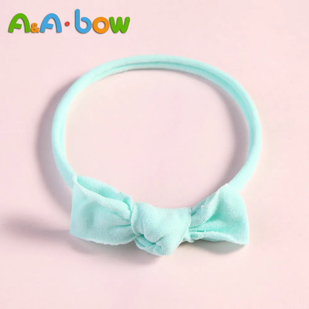 Diadema de nailon liso para ni&ntilde;as, diadema para reci&eacute;n nacidos, lazo de tela a la moda, diadema, regalo, 6 uds.-5