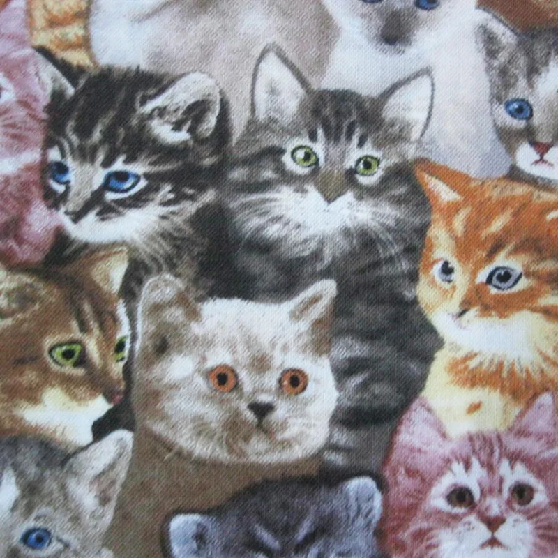 105 см ткань с мультяшными кошками 100% хлопчатобумажная принтом кошек в стиле