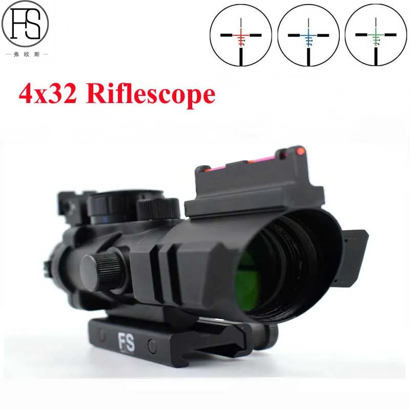 Tactical 4x32 Riflescope Hunting Reflex Optics Scope Airsoft Gun Rifle Sniper Magnifier Sight 20mm Rail | Спорт и развлечения