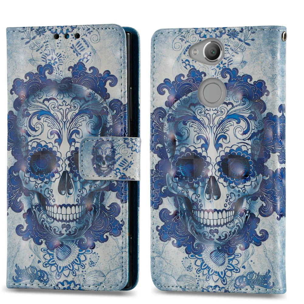 Чехол для sony Xperia XA1 XA2 Dream Flower Skull 3D узорный кошелек кожаный чехол Plus Ultra Capa |