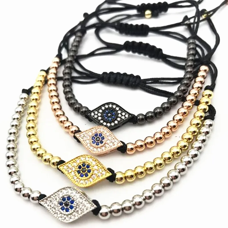 1 шт. новый бренд 4 мм круглые медные бусины с синим кубическим цирконием злых