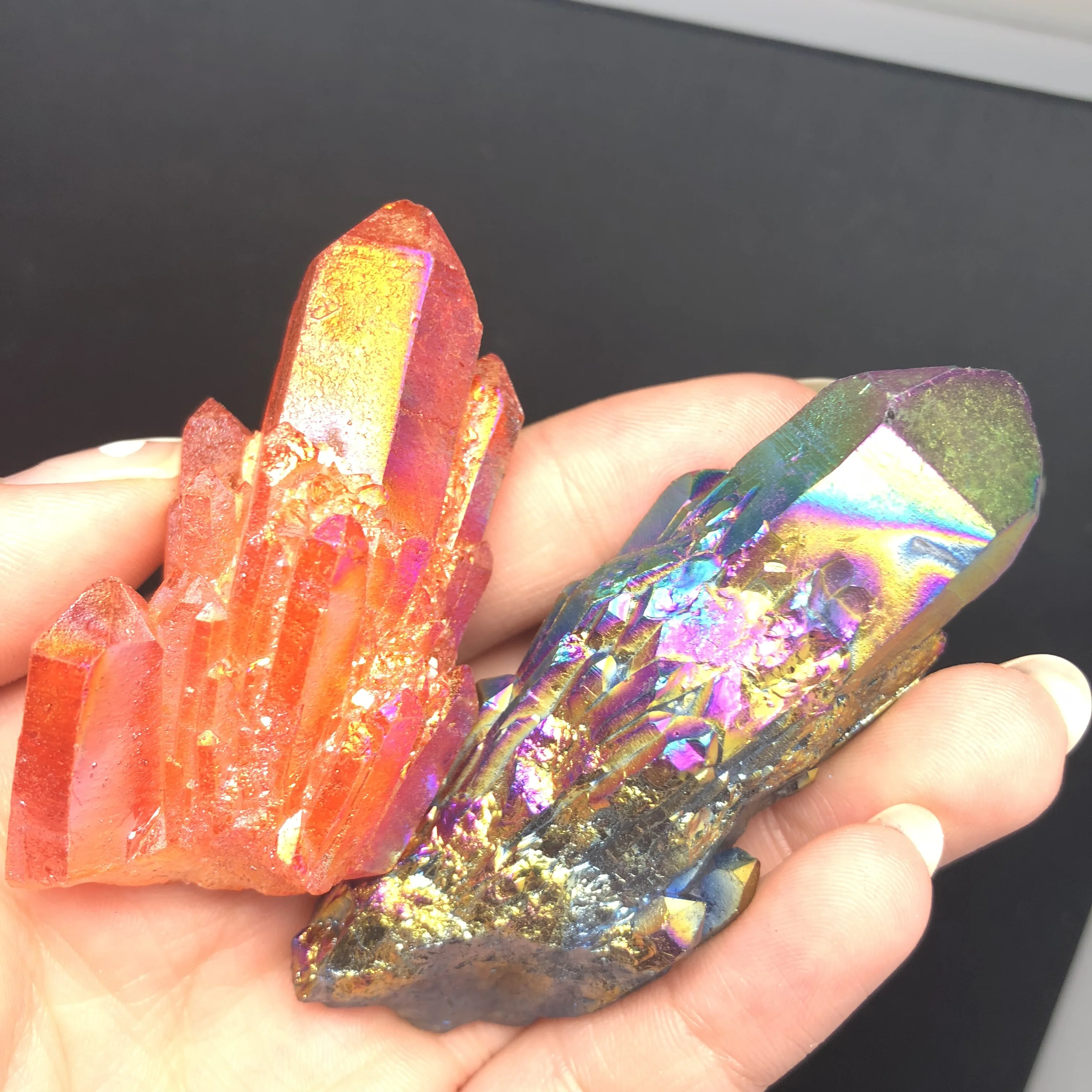Два красивых кристальных кластера Aura Angel Titanium образец кристалла кварца минералы