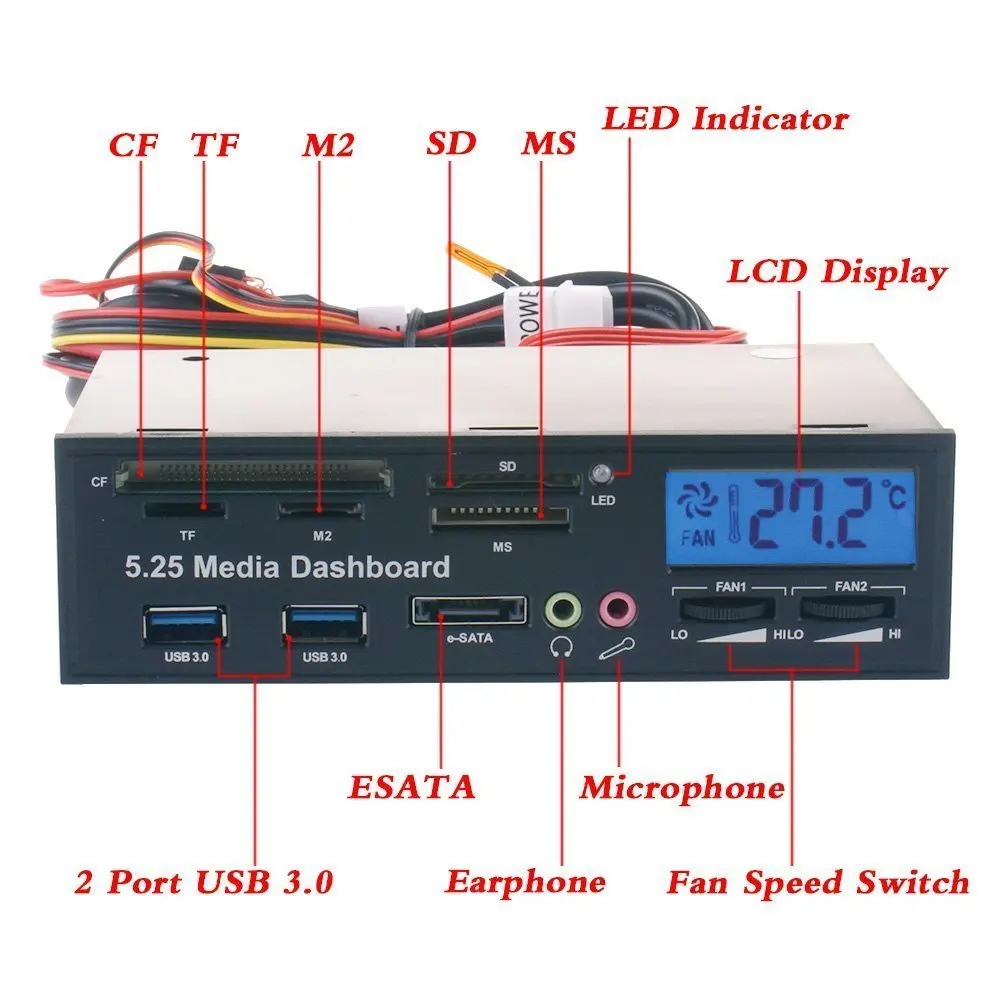 USB3.0 картридеры 5 25 &quotвсе в одном медиа приборной панели передней ПК мульти кард