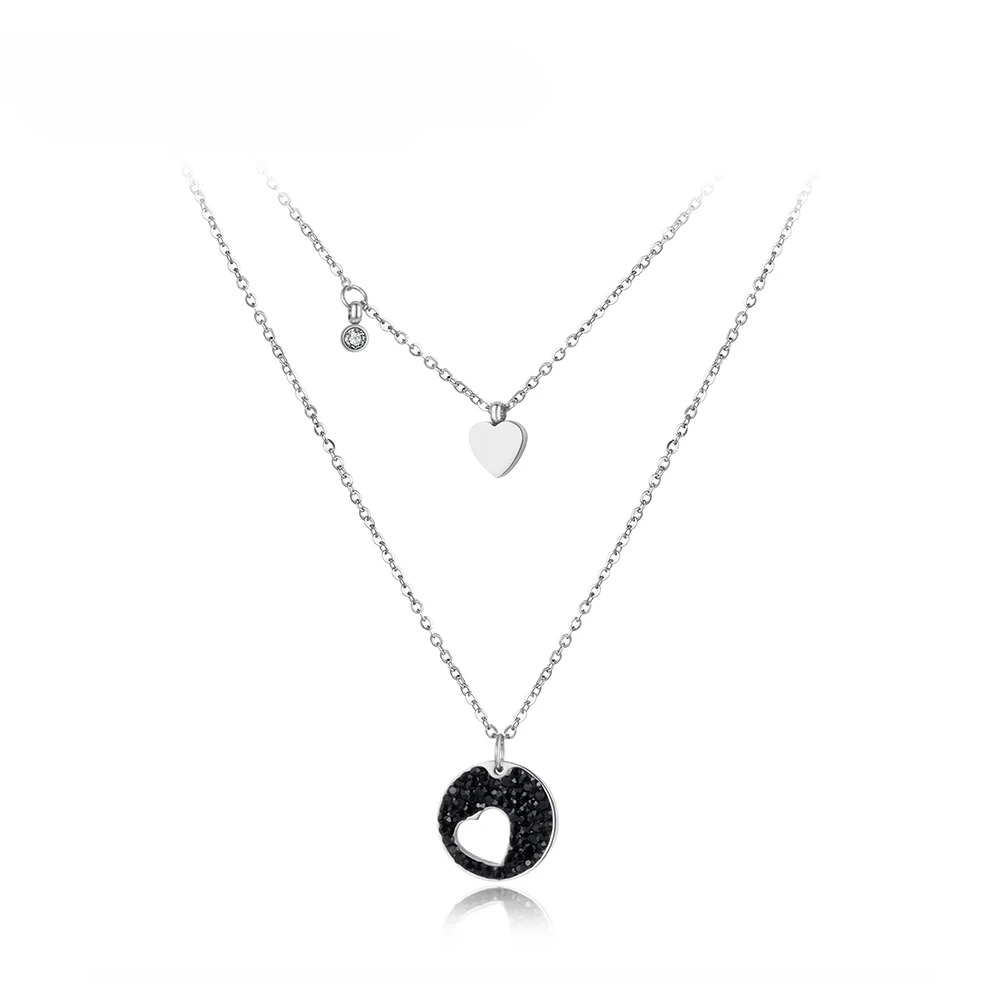 Silver Black Lokaer классический кубический цирконий сердце Чокеры ожерелья проложить браслет со стразами золотого цвета женское из нержавеющей стали ювелирные изделия N18034 - Окраска металла: Silver Black