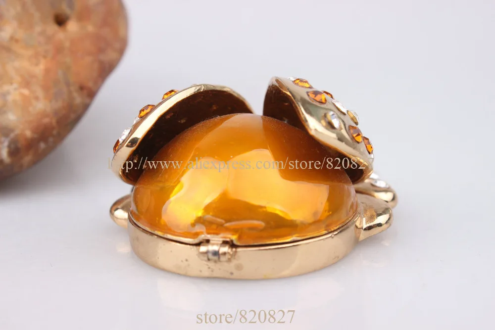 Миниатюрный бокс безделушка с кристаллами кольцо в форме жука жук Дамский