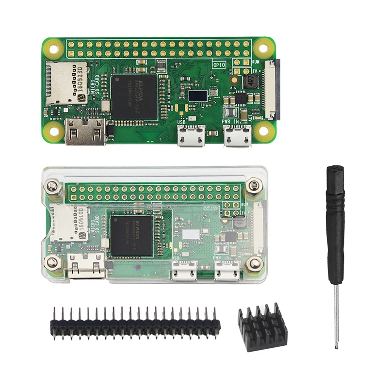 Raspberry Pi Zero W Kit акриловый чехол + теплоотвод головка GPIO дополнительная камера/SD