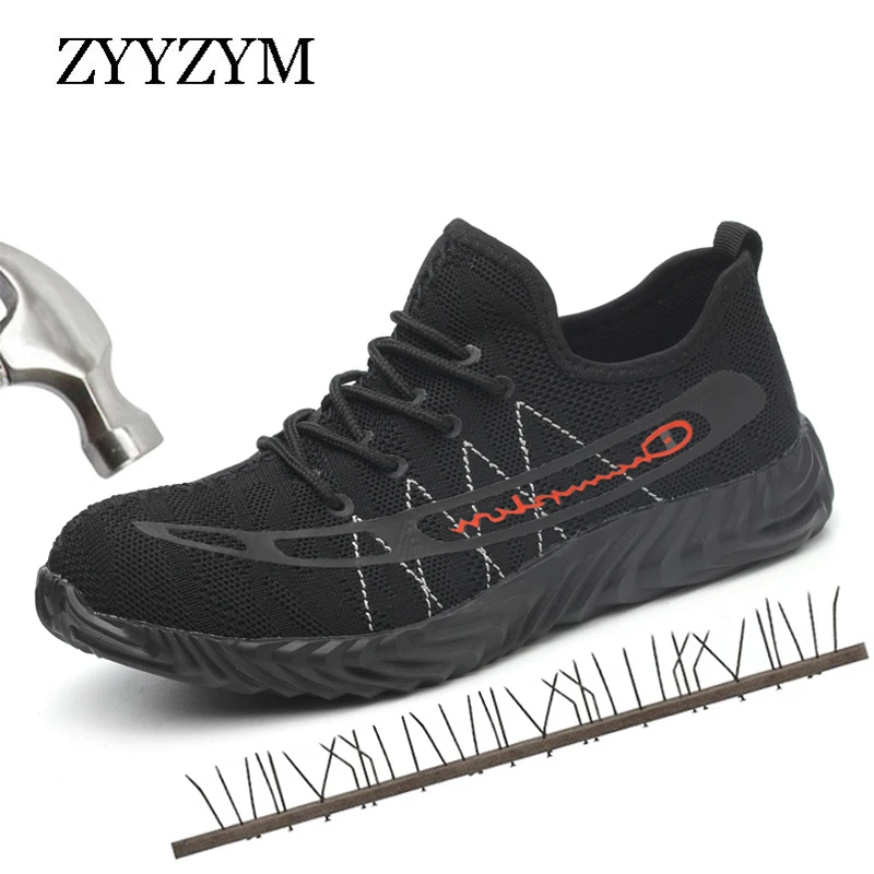 

ZYYZYM Men Work Safety Boots Plus Size 36-46 Unisex Outdoor Steel Toe Shoes Men Puncture Proof Protective Man Safety Shoes