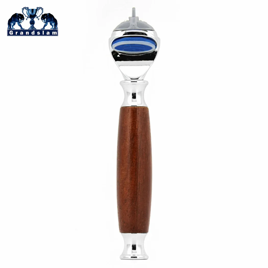 No.6 wood Handle Grandslam Для мужчин бритья Безопасная бритва картридж бритвы 5 Слои держатель для лезвий ручка с F5 бритва головка разъема - Цвет: No.6 wood Handle