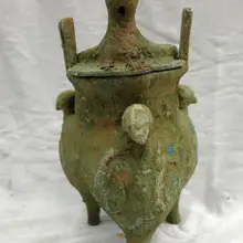 Китайский Старый Бронзовый резной четыре птицы ручной котла